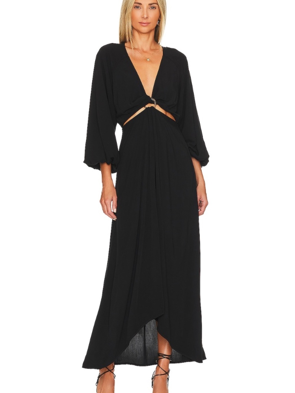 NWT L*SPACE x REVOLVE | Colette Long-Sleeve Cutout Maxi Dress in Black | Size M
